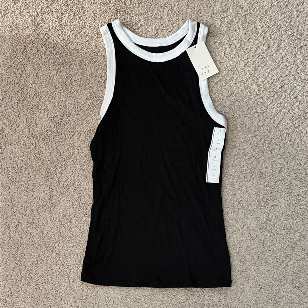a new day Black and White Tank Top